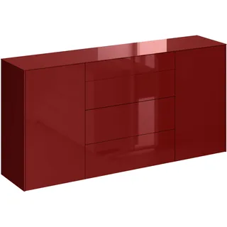 Mäusbacher Kommode 179 x 89 x 42 cm Bordeauxrot / Glas