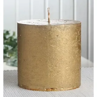 Rustik-Stumpenkerze, 10 x 10 cm Ø, Gold-metallic