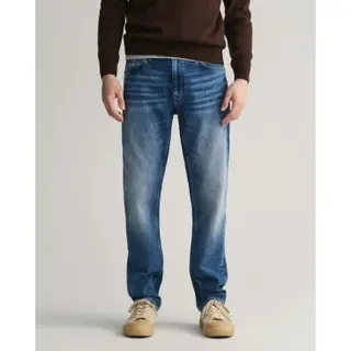 Gant für Herren. 1000260 Blaue Slim Fit Jeans (36/32), Lässig, Baumwolle, Denim