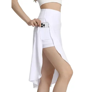 Bezioner Hosenrock Damen Sommer Midirock Tennisrock mit Hose Taschen HoherTaille Golfrock Sportrock mit Schlitz Rüschensaum