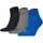 Socken Quarter Plain 3er Pack Blau/Grau 39-42