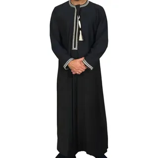 Didadihu Abaya Herren,Gebetskleidung für Männer,Islamischer Kaftan mit Stehkragen,lange Ärmel, lose Passform,Arabische Robefür Ramadan, Eid & Alltag