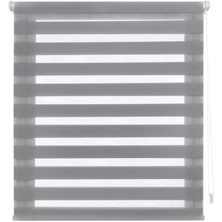 Decorblind | Doppellagiges Rollo ohne Werkzeug und ohne Bohren, Maße: Breite 35 x Länge 130 cm, Maße Stoff: 32 x 125 cm, Grau