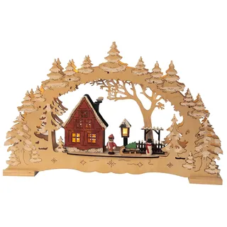 Best Season LED-Fensterleuchter "Village", 10 warm weiß LED, Material: Holz , Batterie circa 27 x 43 cm, natur 270-26