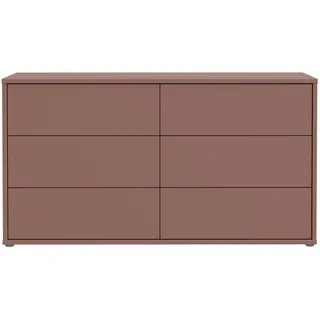 möbelando Sideboard >Alice Springs< modern, in Terrakotta-farbig, B/H/T: 154,5/83,1/41,5 cm, mit 6 Push-to-Open-Schubladen, Spanplatte, graue Füße, zerlegt geliefert.