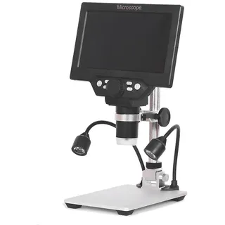 G1200 Digitalmikroskop, 7-zoll-farbdisplay, Große Basis, Lcd-anzeige, 12 Mp, 1-1200-fache Vergrößerung, Us-/eu-stecker, Inklusive Batterie