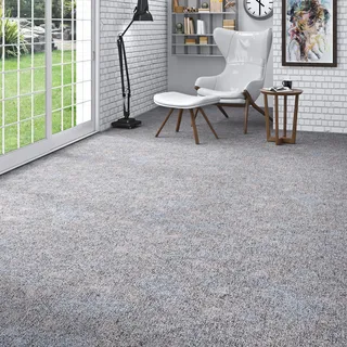 OTTO home Teppichboden OTTO HOME "Caio, Schlinge, Gesamthöhe 8 mm", grau blau, B:400cm L:125cm, Kunstfaser, Teppiche, meliert, Breite 400 cm, strapazierfähig, Wohnzimmer, Schlafzimmer