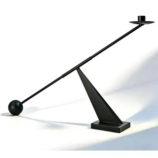 Moderner Kerzenständer Schwarz aus Metall, geometrischer Stabkerzenhalter, stilvolle Deko für Esstisch, Wohnzimmer und Kamin - Schwarz
