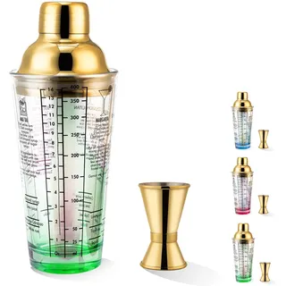 Cocktail-Shaker-Set, 400 ml, Martini-Mixer, Shaker mit integriertem Sieb, Messbecher, Getränkeschüttel, Margarita-Alkohol-Mixer, perfekt für Barkeeper und Heimgebrauch (grün)