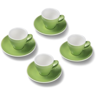 Terra Home 4er Espresso-Tassen Set - Grün, 90 ml, Glossy, Porzellan, Dickwandig, Spülmaschinenfest, italienisches Design - Kaffee-Tassen Set mit Untertassen