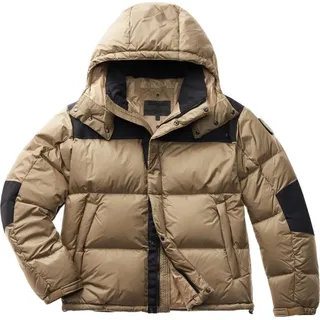 Blauer Gelb -gepackte Jacke – S - Beige - S