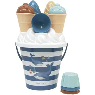 Little Dutch Sandspielset Eimer 14-teilig - Eiscreme Eimerset - Sandspielzeug Strandspielzeug Sandkasten - für Jungen ab 18 Monate - Ocean World