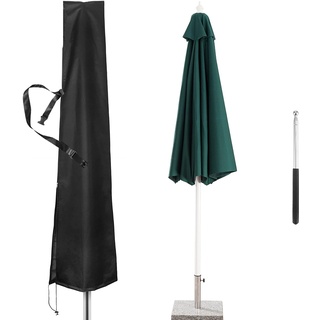 Yudanny Regenschirm-Abdeckungen, wasserdichte Sonnenschirmhülle mit Reißverschluss und Teleskopstange für 2,1 m bis 3,3 m Outdoor-Markt-Regenschirme, schwarzes 420D Oxford-Gewebe