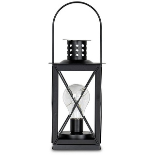 Levandeo® Nachttischlampe, levandeo Tischlampe Metall Schwarz LED 12x23cm Lampe Laterne