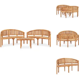 vidaXL 3-tlg. Garten-Lounge-Set Massivholz Teak - Gartenmöbel-Sets - Braun