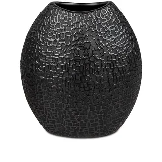 Formano Blumenvase Dekovase Vase aus Keramik 21x17x8cm in schwarz-matt