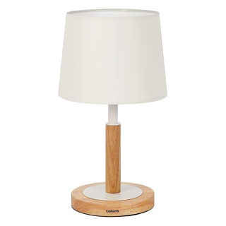 tomons LED Nachttischlampe Dimmbar aus Holz, Moderne Tischlampe, LED Tischleuchte Retro mit Stoffschirm für Schlafzimmer, Wohnzimmer oder im Hotel...