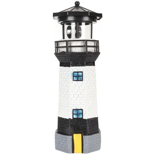 Tomotato Solar Leuchtturm, 360 Grad Drehbare LED Solar Leuchtturm | 27.5×9.5cm Lampe Dekoration für Garten, Terrasse, Balkon, Rasen im Freien(Schwarz)