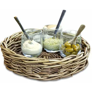 LOBERON Tablett Duras ,  braun | Sommer, Outdoor, Gartenausstattung, Naturmaterial Rattan, Traditionelle Handwerkskunst, Stabil und lange haltbar