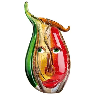 GILDE Dekovase MUSETTO Standdekoration - mehrfarbig - Glas - H. 31cm x B. 22cm - Deko (1 Stück), Glasvase mit Gesichtsmotiv - Blumenvase für Tischdeko und Vasen-Deko bunt