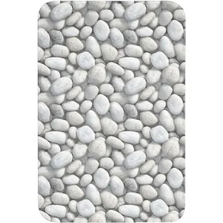 BADEMATTE Steine - Grau - Oval Rutschfest 60x90 cm