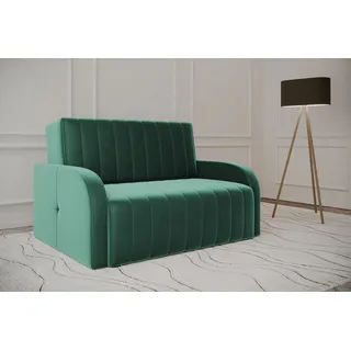 MOEBLO Kindersofa aus Samt MONTANA 120, Schlafsessel Sofa Sessel Jugendsofa Schlafsofa 2-Sitzer Gästebett mit Schlaffunktion, mit Bettkasten, mit Relaxfunktion grün