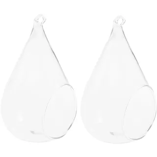 Veemoon 2 Stück Hängende Glasvase aus Glas Transparente Blumenvase zur Blumenarrangement und Dekoration im Schlafzimmer oder Zuhause Zufälliger Stil