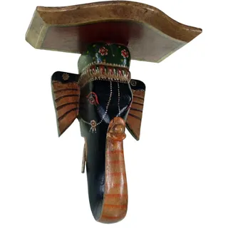 GURU SHOP Kleines Wandregal `Elefant`, Mehrfarbig, 28x25x16 cm