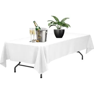DigiRigi® Polyester-Tischdecke – pflegeleicht & strapazierfähig, in Schwarz und Weiß, verschiedene Größen, elegante preiswerte Tischwäsche ... - Weiß