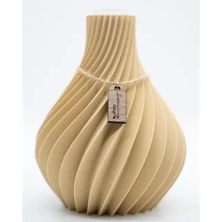 3D Druck Vase inkl. Glaseinsatz, Moderne minimalistische Vase. (beige, klein)