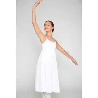 tanzmuster Chiffonkleid Ballettkleid Adelina im Empire Stil ärmelloser Ballettbody aus weichem Baumwollmischgewebe weiß 164/170
