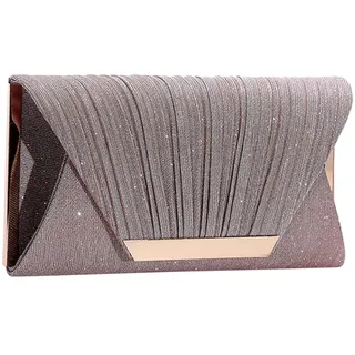 CORIOS Damen Envelope Abendtasche Pailletten Clutch Tasche Glänzend Hochzeit Brautbörse Elegante Schultertasche Kette Umhängetasche Glitzer Henkeltasche Rosa