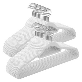 Songmics Kleiderbügel CRF020W02, mit Samt, aus Kunststoff, weiß, 43,5cm breit, 50 Stück