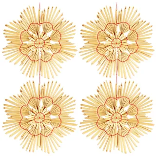 com-four® 4X Strohsterne im Mix-Set - Christbaum-Schmuck - Stroh-Anhänger für den Weihnachtsbaum - natürlicher Christbaum-Behang - Weihnachtsdekoration - 15 cm