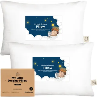 2er Pack Kleinkind Kissen 33 x 45 cm - Weich Bio Baumwolle Kissen Kinder - Kleinkind Kopfkissen Zum Schlafen - Kleines Kinder Kissen - Kinderkopfkissen für Kleinkinder - Kinderkissen (Soft White)