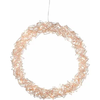 Led Metall Hänge Kranz 30cm - Rosé Gold - Deko Kranz Zum Hängen Beleuchtet - Weihnachts Tür Dekoration Mit Timer Batterie Betrieben