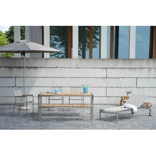 Gartentisch Luxury aus Edelstahl und Teakholz, 90x90 cm