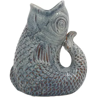 Lesser & Pavey Fischkännchen-Vase, Aqua, 23 cm, dekorativer Keramik-Blumenkrug für frische oder künstliche Blumensträuße, stilvolle große Vase, Alternative und einzigartige Vasen