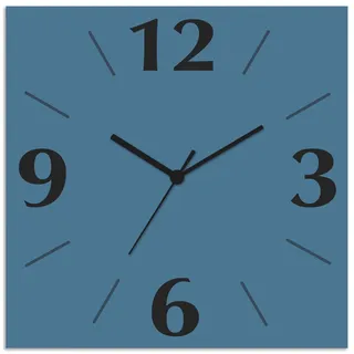 ARTLAND Wanddeko Wanduhr ohne Tickgeräusche Alu Quarzuhr 30x30 cm Quadratisch Lautlos 4 Ziffern Farbig Schlichtes Design Grau S7KG