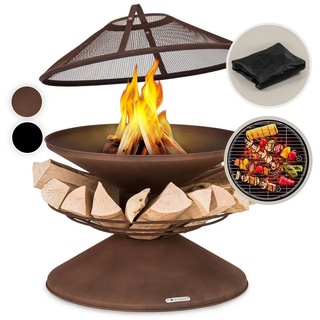 blumfeldt Feuerschale »Aguilera Feuerschale mit Grill ? 65 cm Holzlager Stahl«, (Set), Feuerschale Garten Grill Funkenschutz Feuerkorb Feuerstelle Outdoor