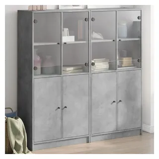 vidaXL Bücherschrank mit Türen 136 x 37 x 142 cm Betongrau
