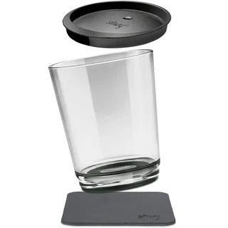 silwy® Magnet-Trinkbecher in der Farbe Pearl Grey inkl. einem auslaufsicherem Deckel und einem Metall-Nano-Gel-Pad für standsicheres Platzierung und Transportieren - perfekt für Camping und Boating