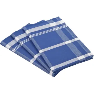 Ross 3er Pack Zwirn Halbleinen Geschirrtücher, Blockkaro, 50x70 cm | blau - blau
