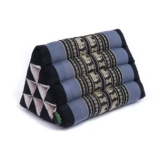 Handelsturm Kleines Thaikissen Dreieck 33 x 20 cm Kissen mit Füllug aus Kapok Dreieckskissen aus Thailand, Dekokissen oder Stütze (Elefanten blau)