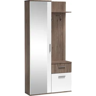 WFL GROUP Garderobenschrank Nex 97 x 195 x 30 cm Trüffel Eiche/Weiß