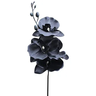 belupai Künstliche Phalaenopsis-Blume, Einzelner Zweig, 15 Künstliche Schwarze Orchideen mit Langem Stiel, Bulk-Kunstseide, Tanzende Dame, Blumenstrauß für Zuhause, Büro, Hochzeit,(Schwarz)