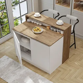 roomart Kücheninsel CORTADO 120 cm Braun/Weiß