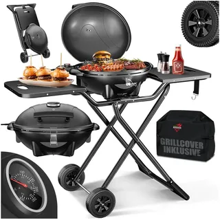 KESSER Elektro-Standgrill, elektrischer Elektrogrill 2in1 Tischgrill Standgrill Deckel schwarz