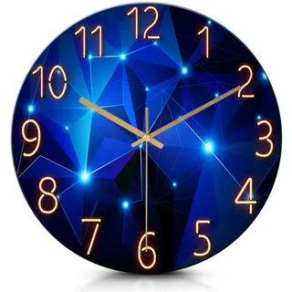 IvoQ Lautlose Wanduhr - 30 cm - Stilvolles und beruhigendes blaues Design