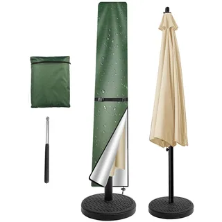 NAKIHOUSE Sonnenschirm Schutzhülle 1.8 bis 2.7M Sonnenschirmhülle mit Stab | Wasserdichte,Wetterfeste, UV-Anti, Winddicht Schirm Abdeckung für Outdoor Schirme und Marktschirme (170x25/35cm,Grün)